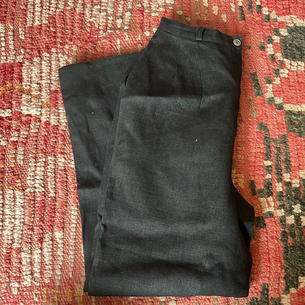 Vintage Black Linen Trousers
